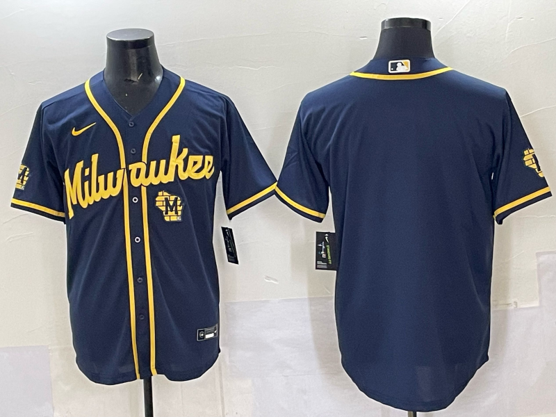 Men Milwaukee Brewers Blank Blue 2025 Nike MLB Jersey style 016->milwaukee brewers->MLB Jersey